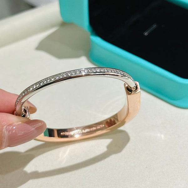 LOCK PINK GOLD SILVER DIAMOND BRACELET