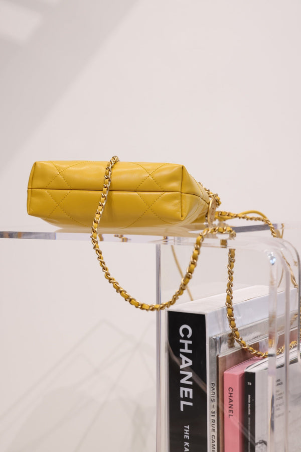 CC HOBO BAG 22 YELLOW LAMBSKIN GOLD HARDWARE