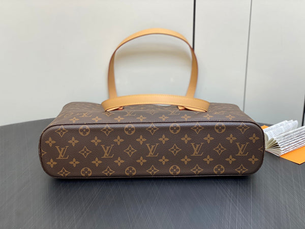 BORSA A SPALLA LUCO 40 MONOGRAM IN PELLE MARRONE