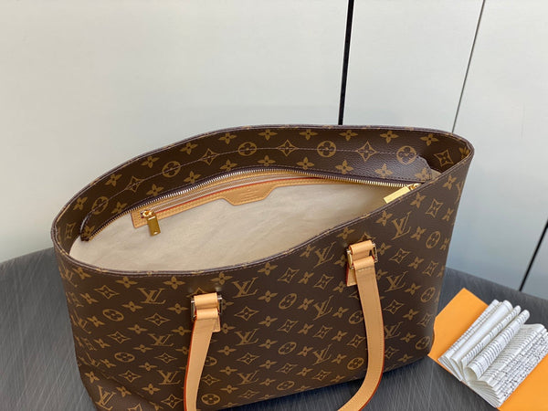 BORSA A SPALLA LUCO 40 MONOGRAM IN PELLE MARRONE