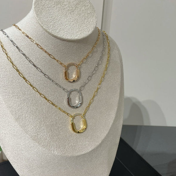 COLLANA CON CIONDOLO DIAMANTI MEDIA LOCK
