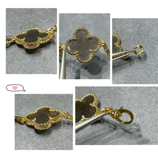 COLLANA IN ORO ROSA CON MOTIVO CLOVER 20 GRIGIO MOP