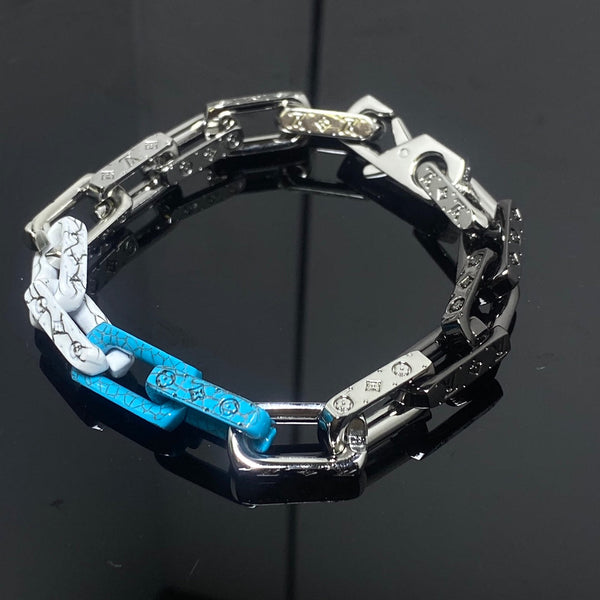 BRACCIALE A CATENA BLU ARGENTO NERO MONOGRAM LV