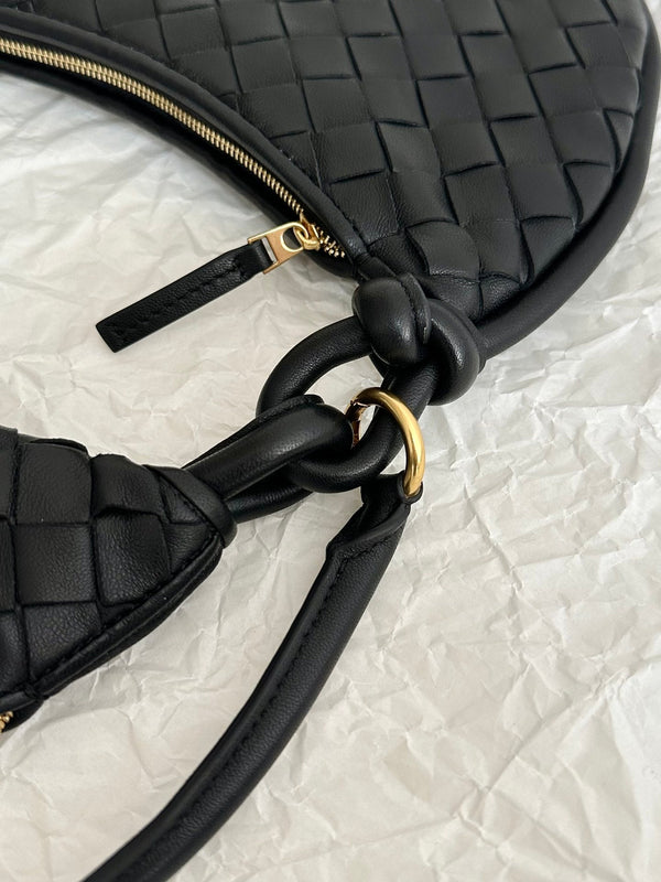 BV MEDIUM GEMELLI 36CM PELLE DI AGNELLO NERA