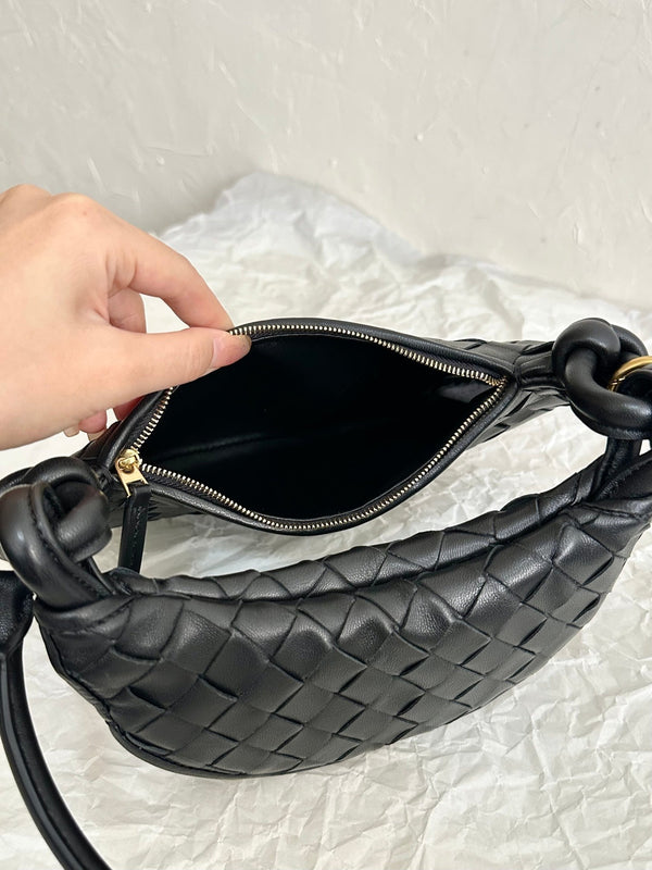 BV MEDIUM GEMELLI 36CM PELLE DI AGNELLO NERA