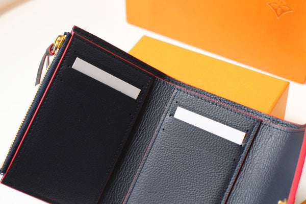 PORTAFOGLIO VICTORINE 12CM NERO ROSSO MONOGRAMMA EMPREINTE IN PELLE