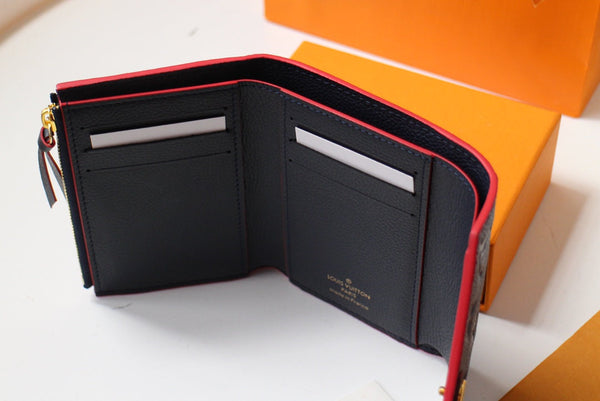 PORTAFOGLIO VICTORINE 12CM NERO ROSSO MONOGRAMMA EMPREINTE IN PELLE