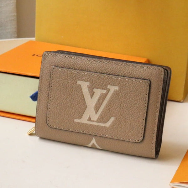 PORTAFOGLIO CLEA 12CM BEIGE GRANDE MONOGRAMMA IN PELLE