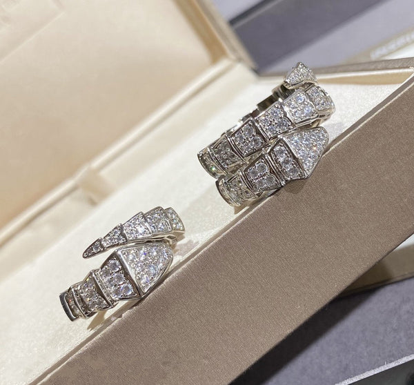 ANELLO SERPENTI GRANDE IN ARGENTO CON PAVE' DI DIAMANTI