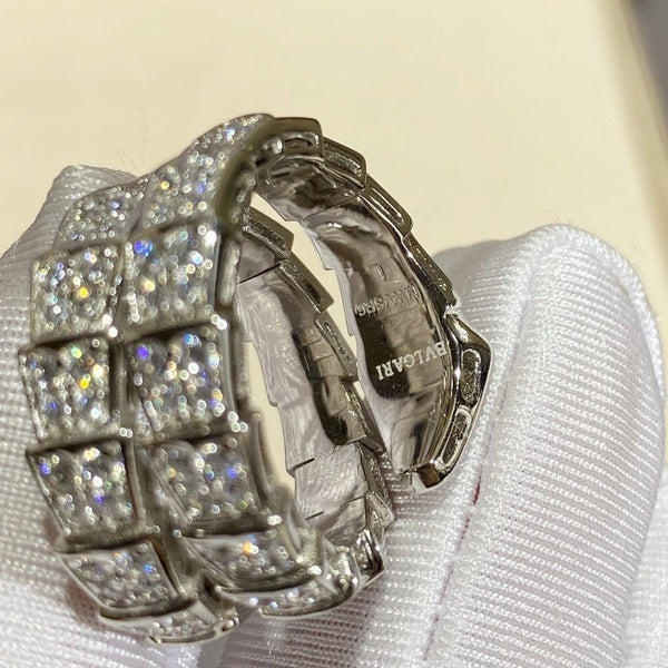 ANELLO DOPPIO SERPENTI ARGENTO CON PAVE' DIAMANTI