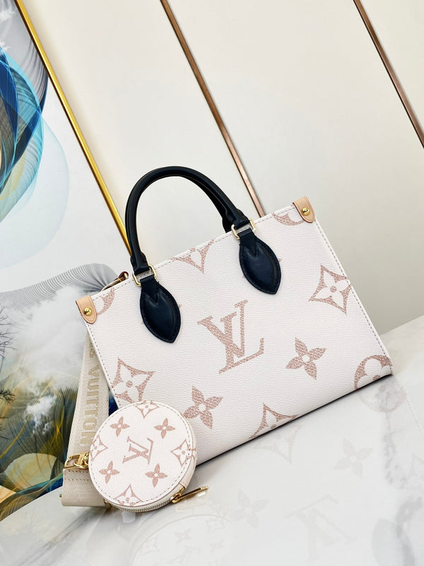 ONTHEGO 25 TELA MONOGRAMMA MARRONE BIANCO