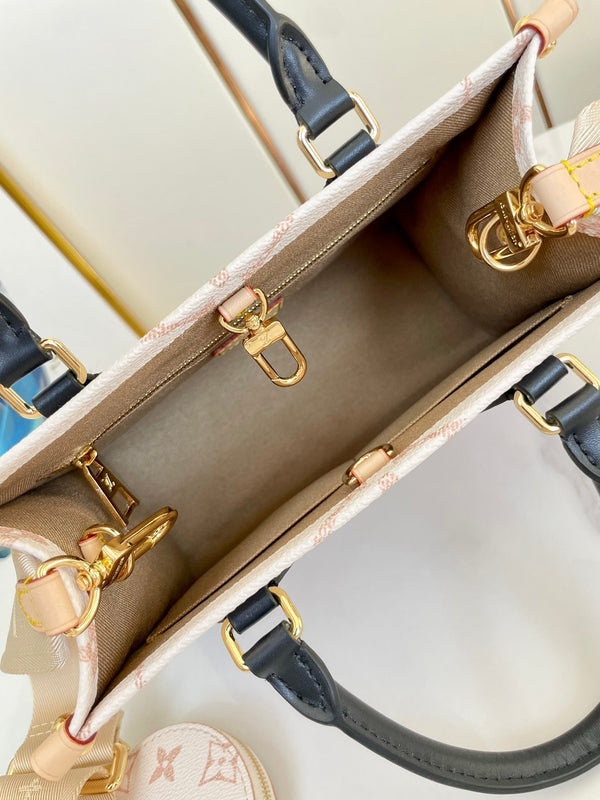 ONTHEGO 25 TELA MONOGRAMMA MARRONE BIANCO