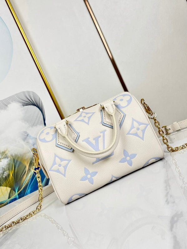 SPEEDY 20.5 BIANCO BLU TELA MONOGRAM