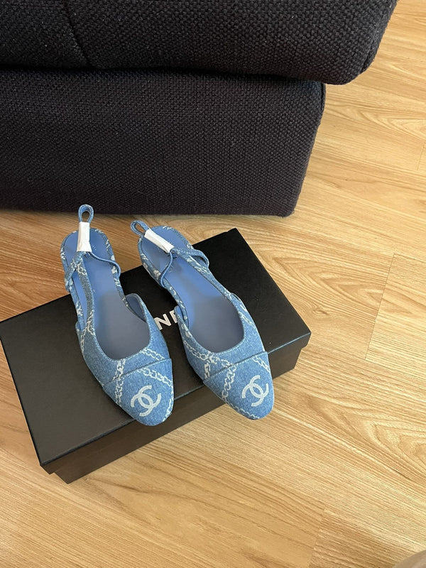 slingback in denim azzurro