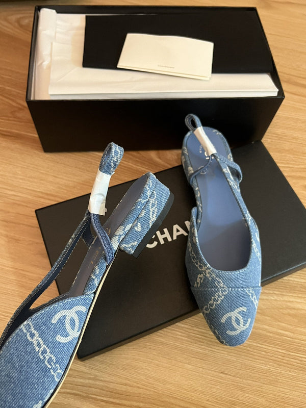 slingback in denim azzurro