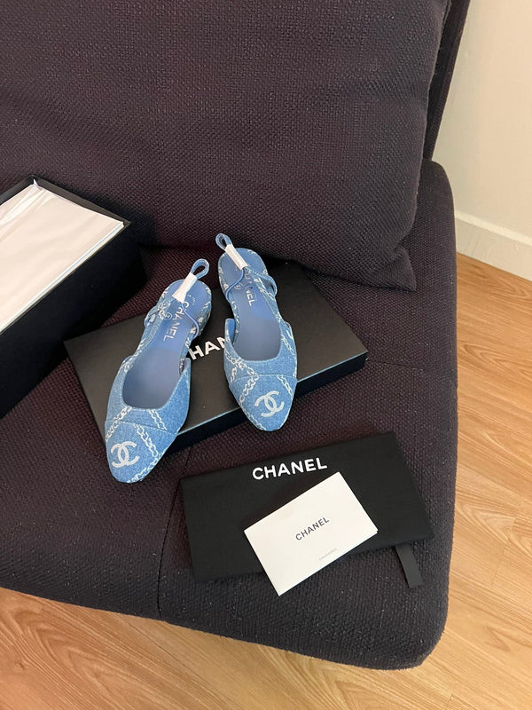 slingback in denim azzurro