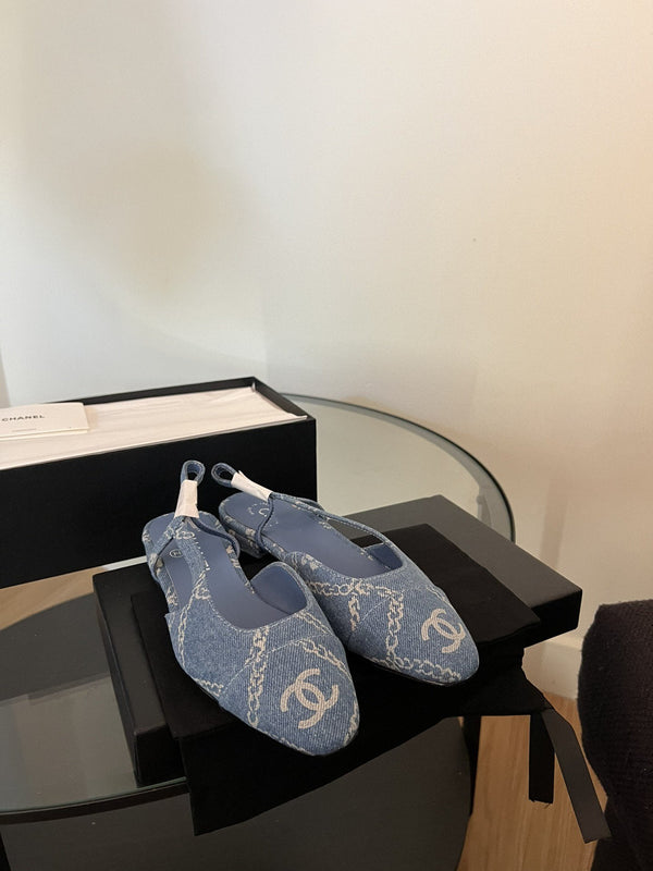 slingback in denim azzurro