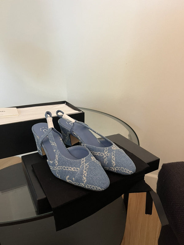 high slingbacks light blue denim