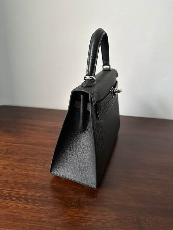 HM KELLY 25CM NERO EPSOM ARGENTO FERRAMENTA