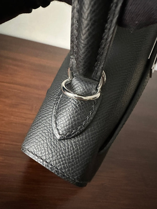 HM KELLY 25CM NERO EPSOM ARGENTO FERRAMENTA