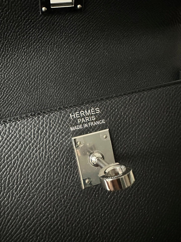 HM KELLY 25CM NERO EPSOM ARGENTO FERRAMENTA