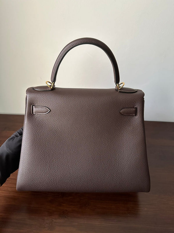 HM KELLY 28CM CHOCOLATE TOGO GOLD HARDWARE