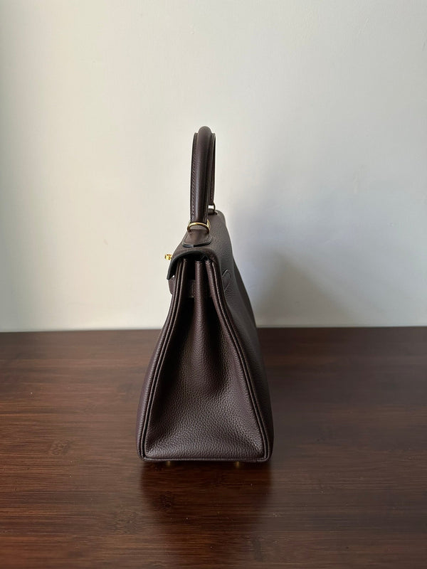 HM KELLY 28CM CHOCOLATE TOGO GOLD HARDWARE