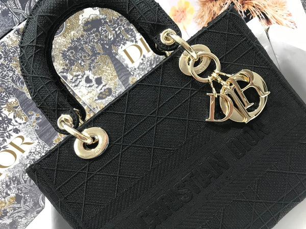 MEDIUM LADY D-LITE 24 BLACK CANNANGE EMBROIDERY