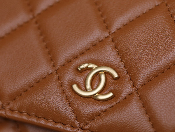 CC WOC 17 BROWN LAMBSKIN GOLD HARDWARE