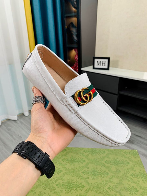 GG WHITE LEATHER DRIVER