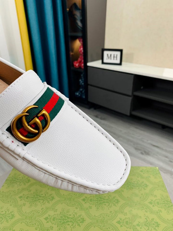 GG WHITE LEATHER DRIVER