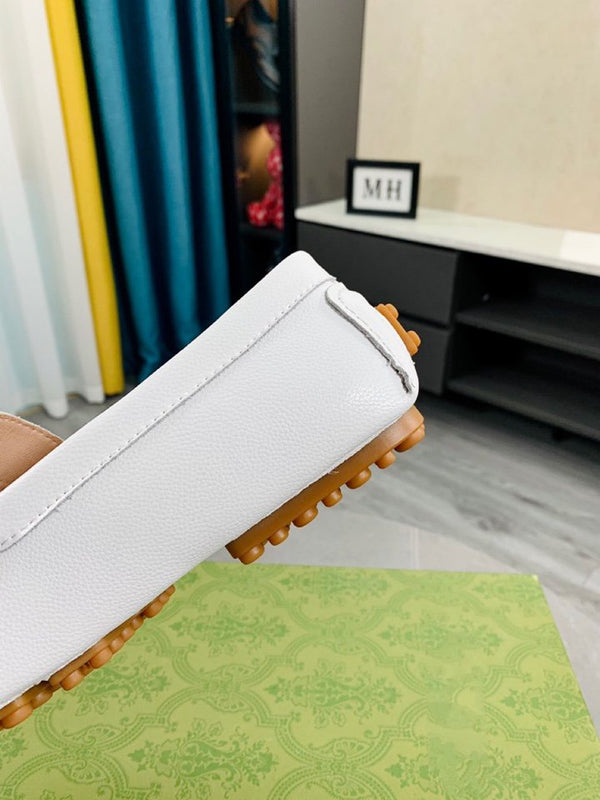 GG WHITE LEATHER DRIVER