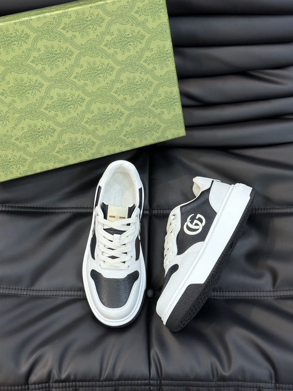 SNEAKERS GG BIANCHE IN PELLE NERA