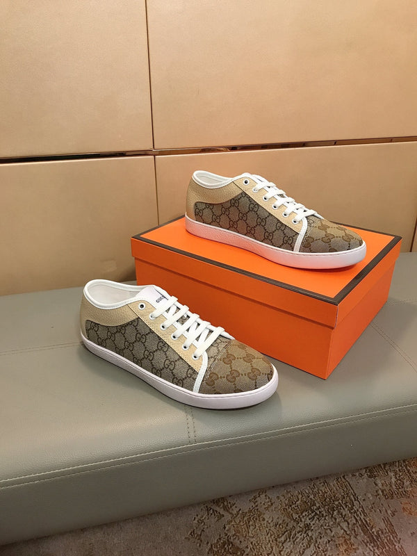 GG ACE BEIGE GREY LOW-TOP SNEAKERS