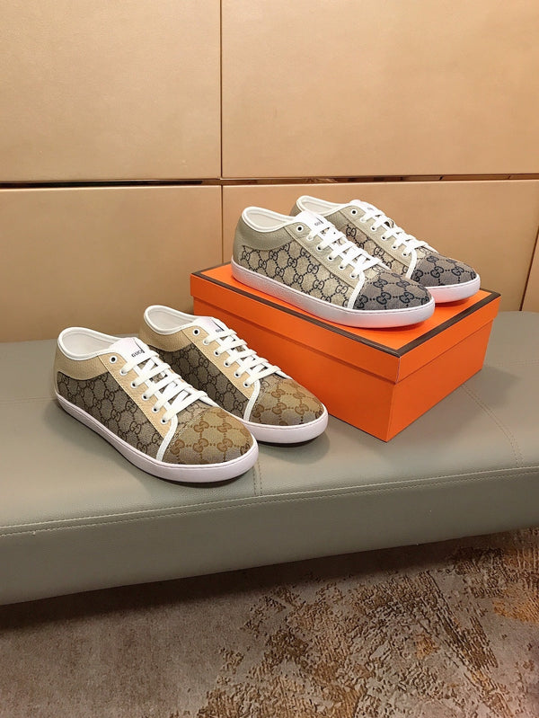 GG ACE BEIGE GREY LOW-TOP SNEAKERS