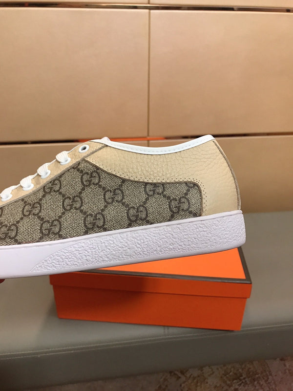 GG ACE BEIGE GREY LOW-TOP SNEAKERS