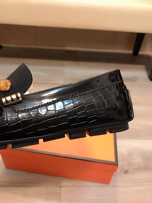 GG CROCODILE BLACK LOAFERS