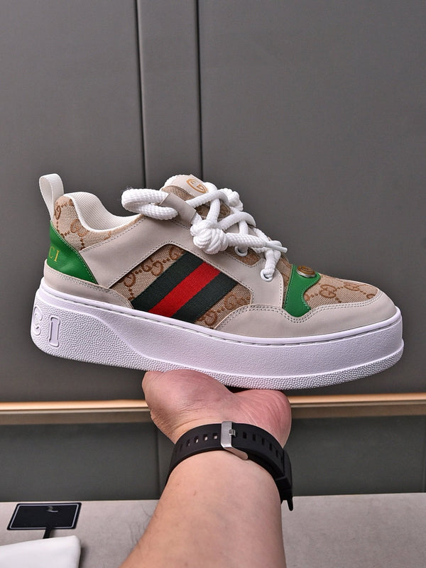 SNEAKERS GG SCREENER IN PELLE MARRONE