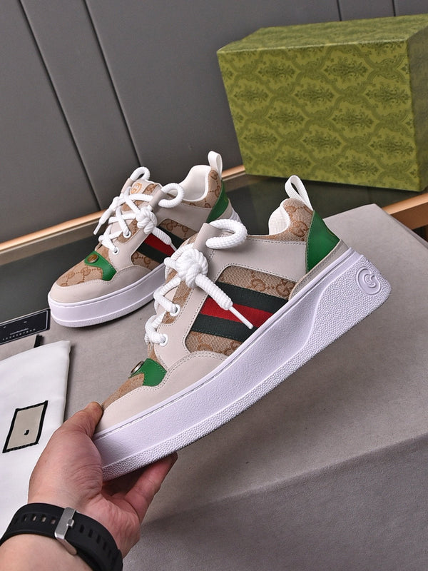 SNEAKERS GG SCREENER IN PELLE MARRONE