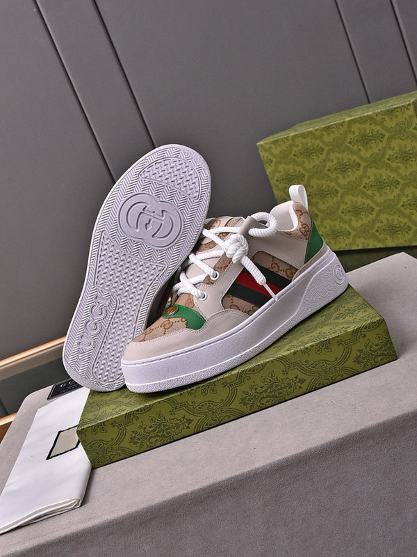 SNEAKERS GG SCREENER IN PELLE MARRONE