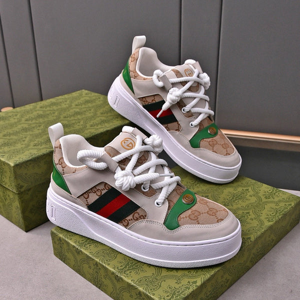 SNEAKERS GG SCREENER IN PELLE MARRONE
