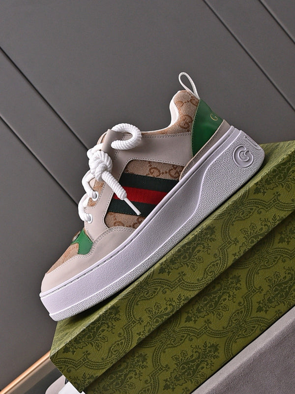 SNEAKERS GG SCREENER IN PELLE MARRONE