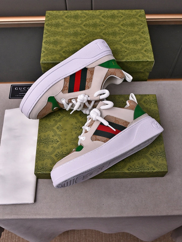 SNEAKERS GG SCREENER IN PELLE MARRONE