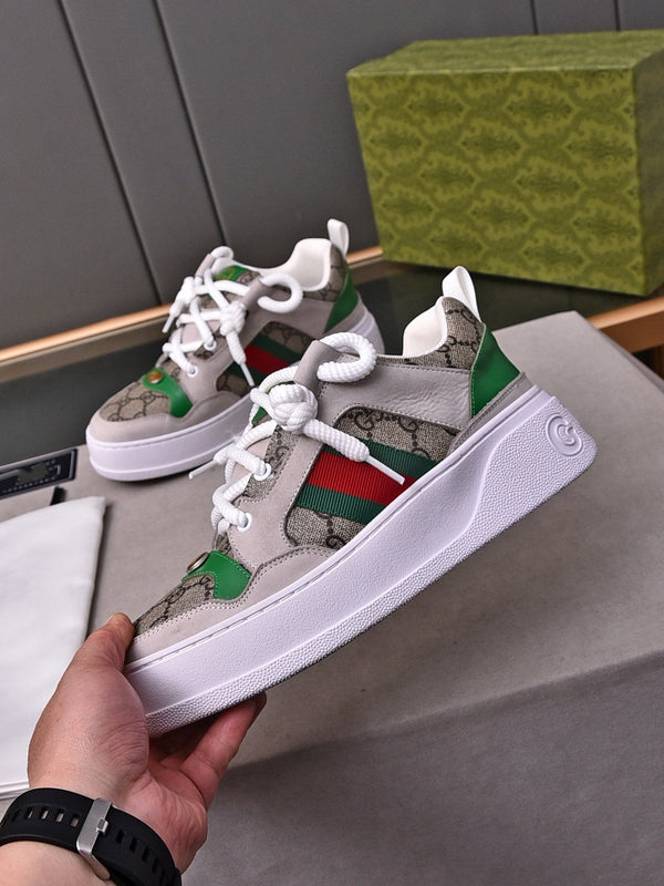 GG SNEAKERS SCREENER IN PELLE GRIGIA