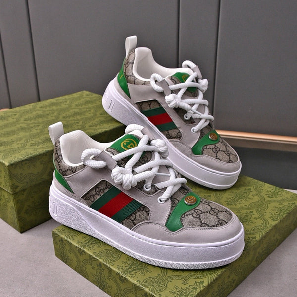 GG SNEAKERS SCREENER IN PELLE GRIGIA