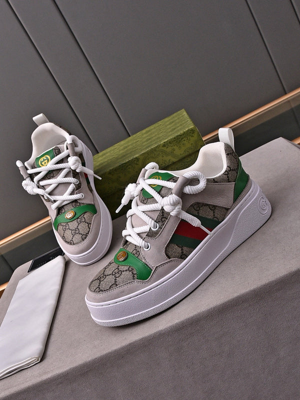 GG SNEAKERS SCREENER IN PELLE GRIGIA