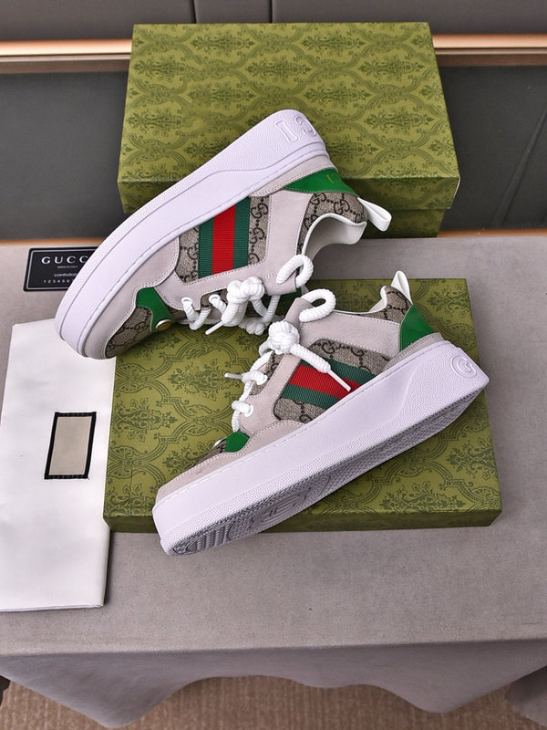 GG SNEAKERS SCREENER IN PELLE GRIGIA