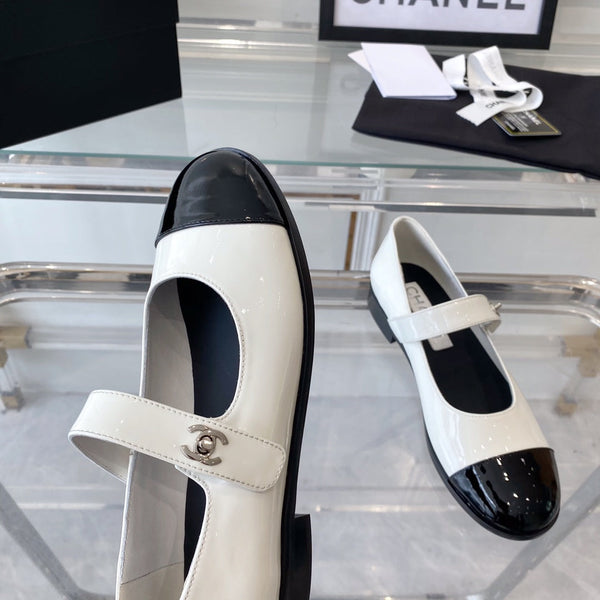 mary jane bianche nere in pelle di vitello verniciata