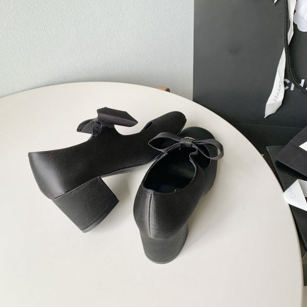 mary jane 60 black calfskin silk bow
