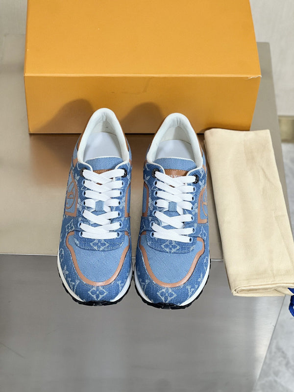 LV RUN AWAY SNEAKER IN BLUE DENIM FABRIC